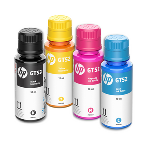 Combo 4 Botellas Tinta Hp Gt53 Y Gt52 Blk Cyn Ylw Mgt