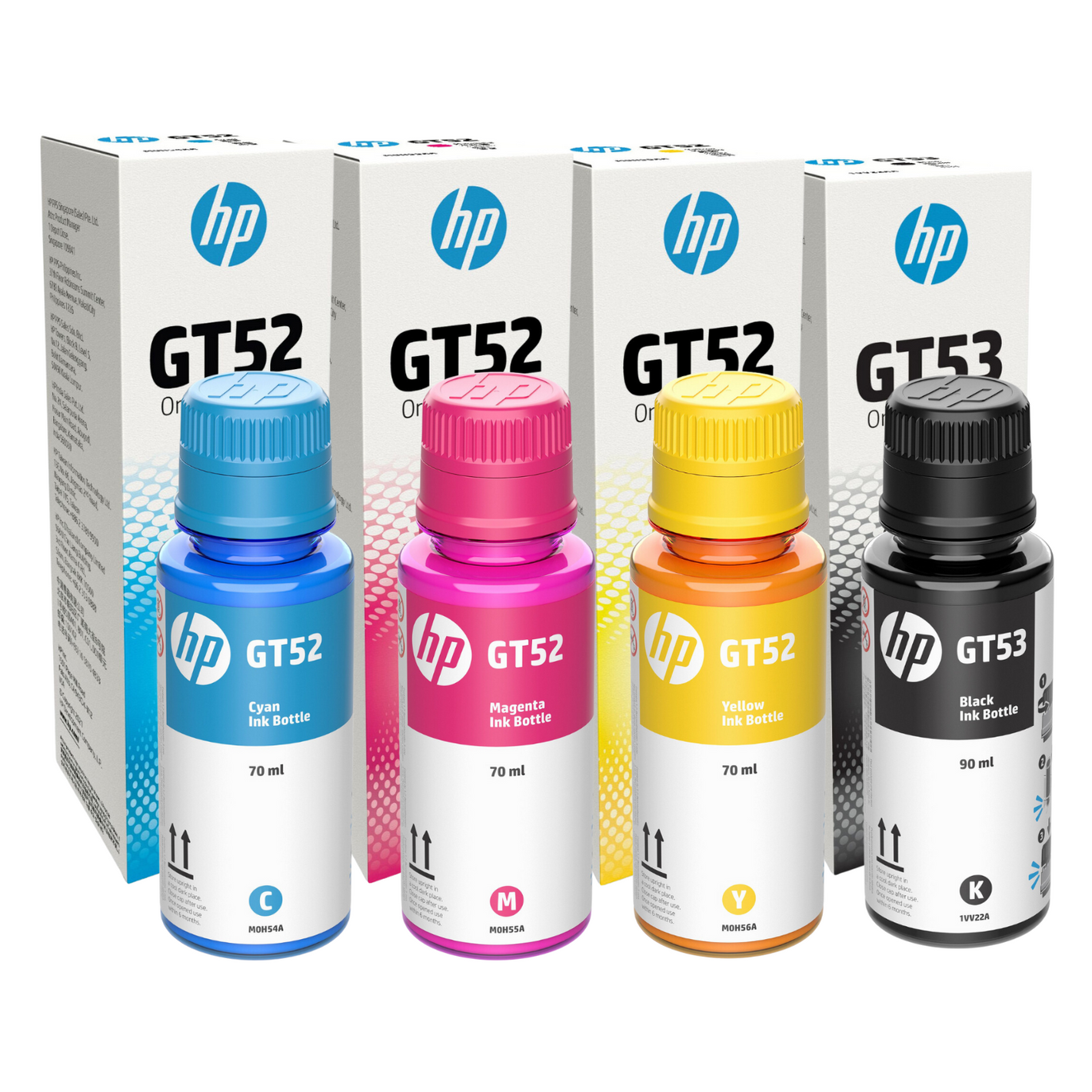 Combo 4 Botellas Tinta Hp Gt53 Y Gt52 Blk Cyn Ylw Mgt