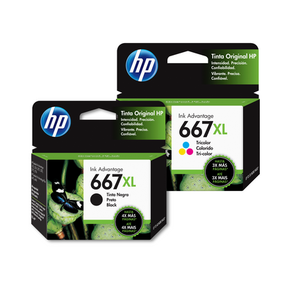 Combo Hp 667xl Cartuchos Originales Negro + Tricolor