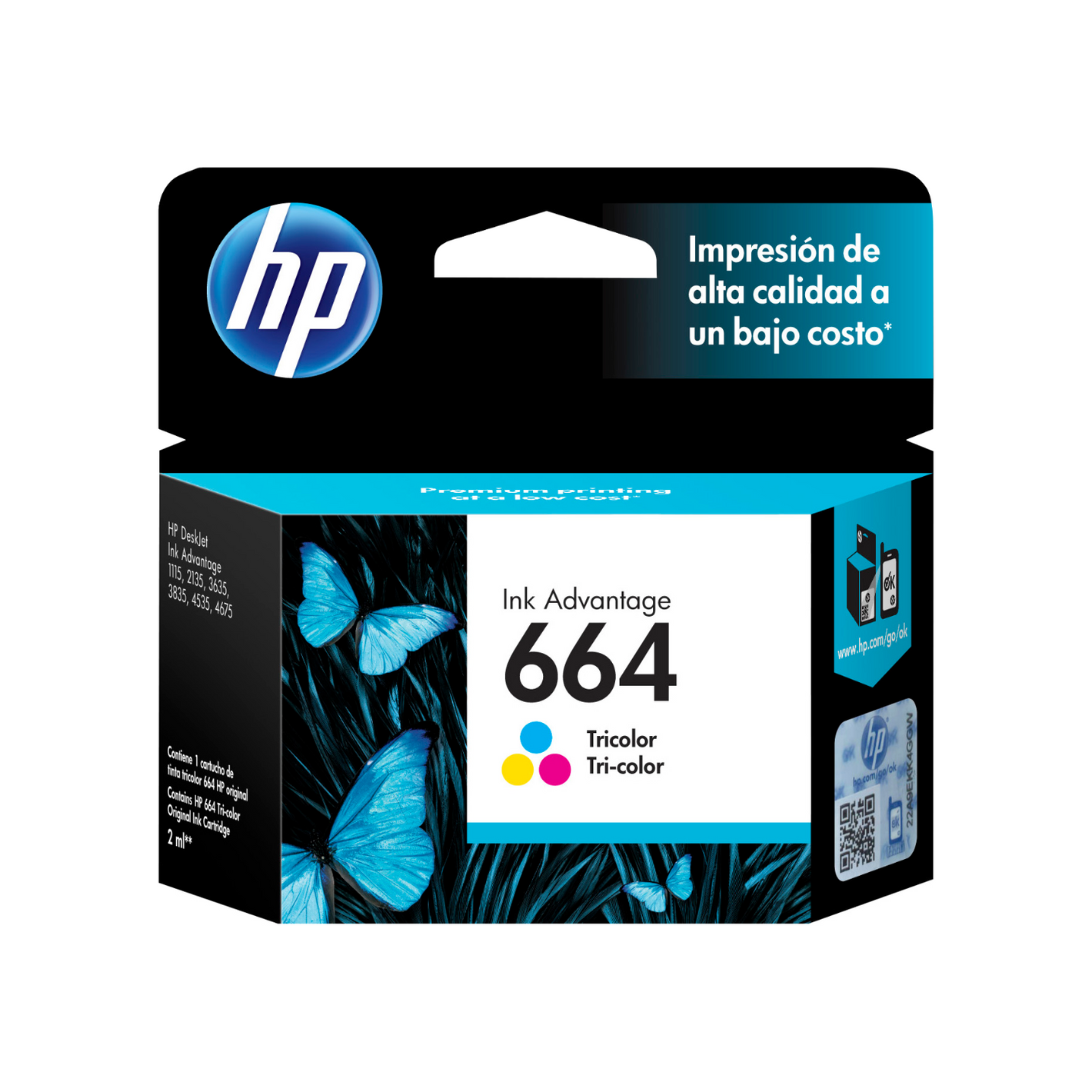 Cartucho De Tinta Hp 664 Tricolor Original (F6V28AL) Para HP Deskjet
