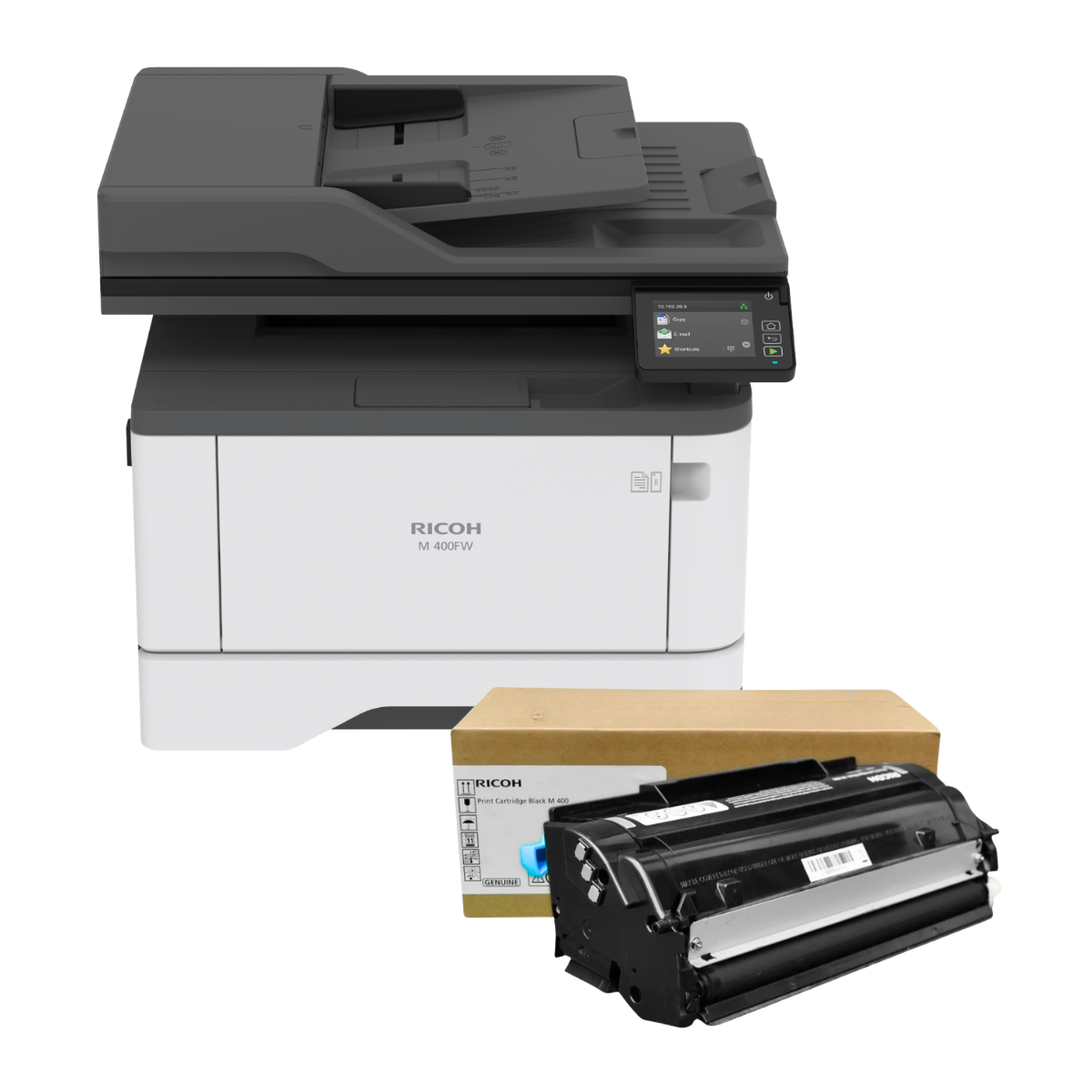 Paquete Impresora multifunción láser + tóner Ricoh M 400FW