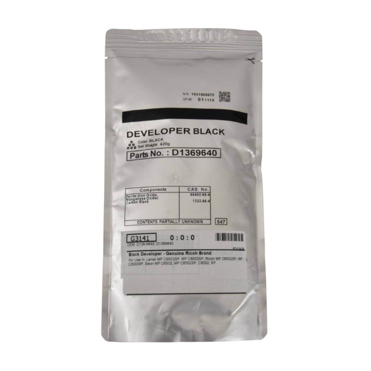 Revelador negro Ricoh Pro C5100s D1369640