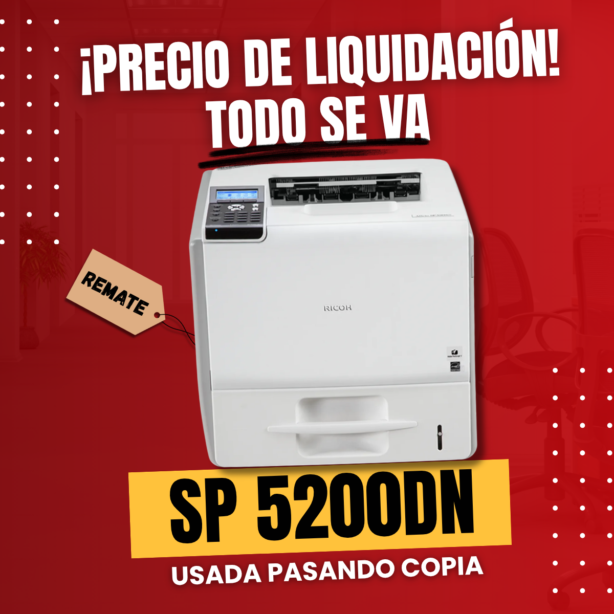 Remate De SP 5200DN Impresora Ricoh Monocromática Pasando Copia (Usado) 47 PPM