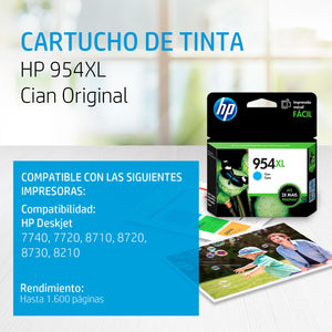 Cartucho De Tinta Hp 954xl Cian Original (L0S62AL)